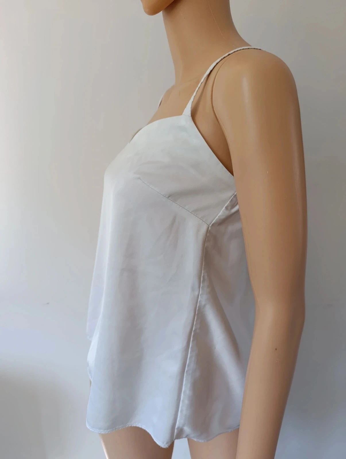 Caraco blanco para mujer – Tank top fluido con tirantes finos – Talla S/M – photo 6
